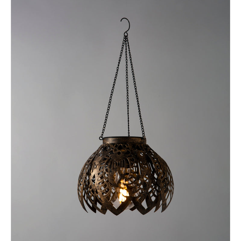 Antiqued Metal Hanging Indoor/Outdoor Flower Light - Leaves,7"x7"x14.96"inches