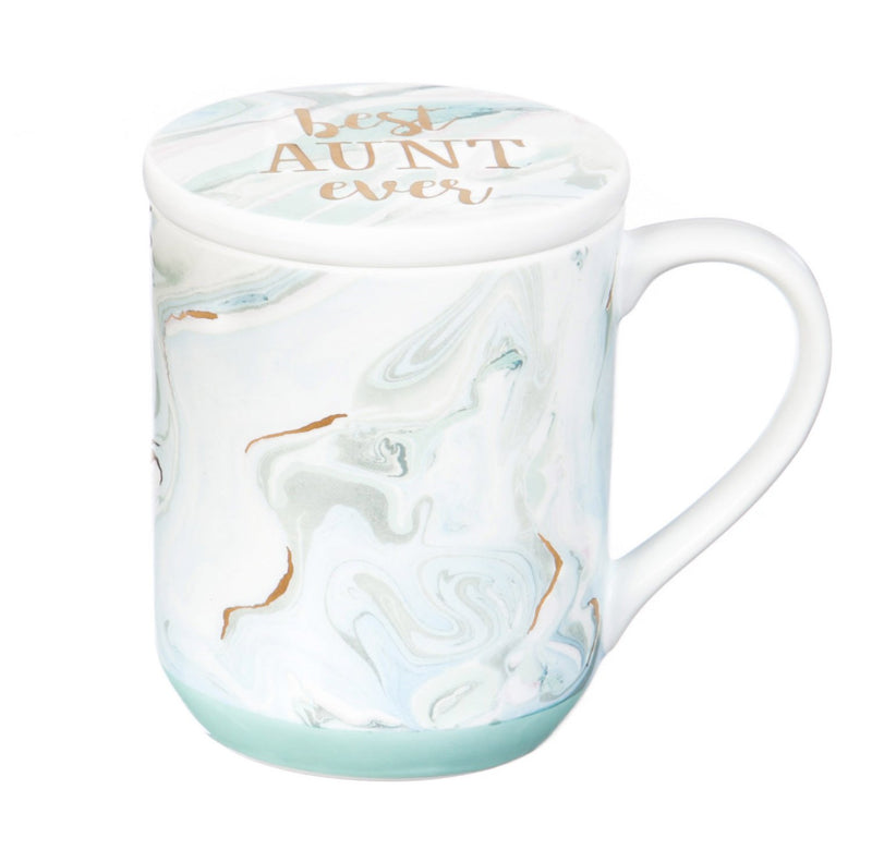 Evergreen Ceramic Cup w/ Ornament/Coaster Gift Set, 10 oz., Aunt, 4.65'' x 4.06'' x 3.19'' inches