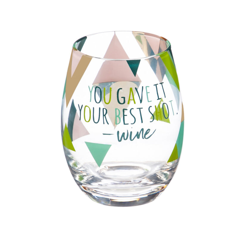 Evergreen Cup and Stemless Wine Gift Set, You Gave It Your Best Shot, 5.75'' x 0.8'' x 4'' inches