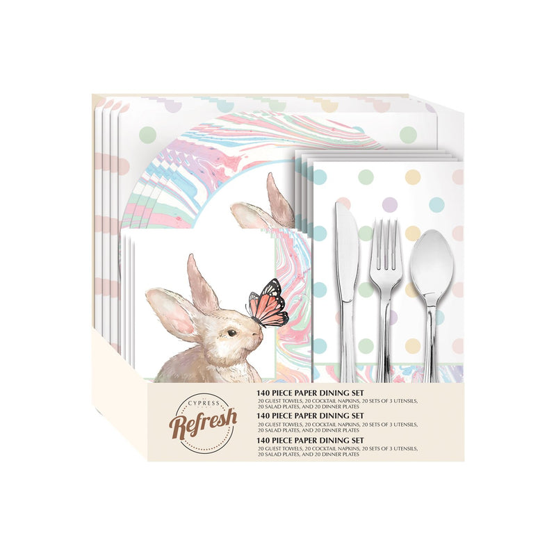 Evergreen Party for 10 Gift Set, 85 Piece Paper Dining Set, Sweet Hello, 9.5'' x 10.6'' x 2.75'' inches