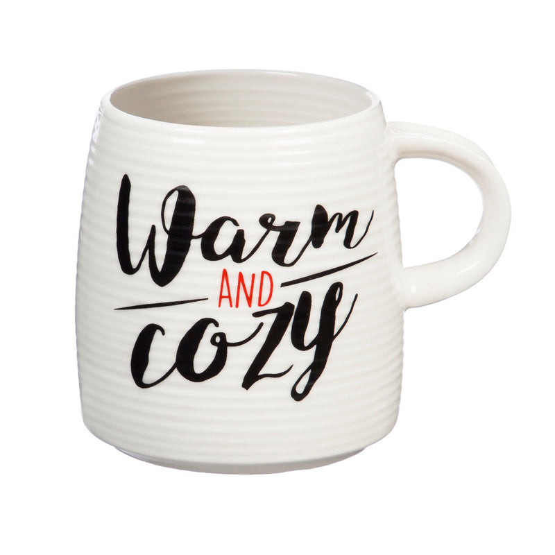 Evergreen Ceramic Cup and Sock Gift set, 12 OZ, Warm and Cozy, 4.72'' x 3.74'' x 3.7'' inches