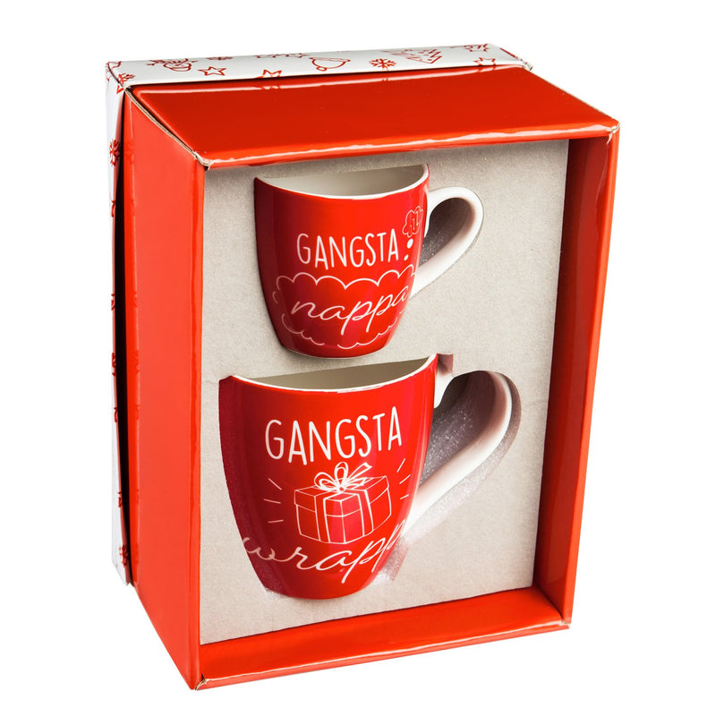 Evergreen Mommy and Me Ceramic Cup Gift set, 17 OZ, Gangsta Wrappa and Gangsta Nappa, 9.9'' x 5.04'' x 7.64'' inches