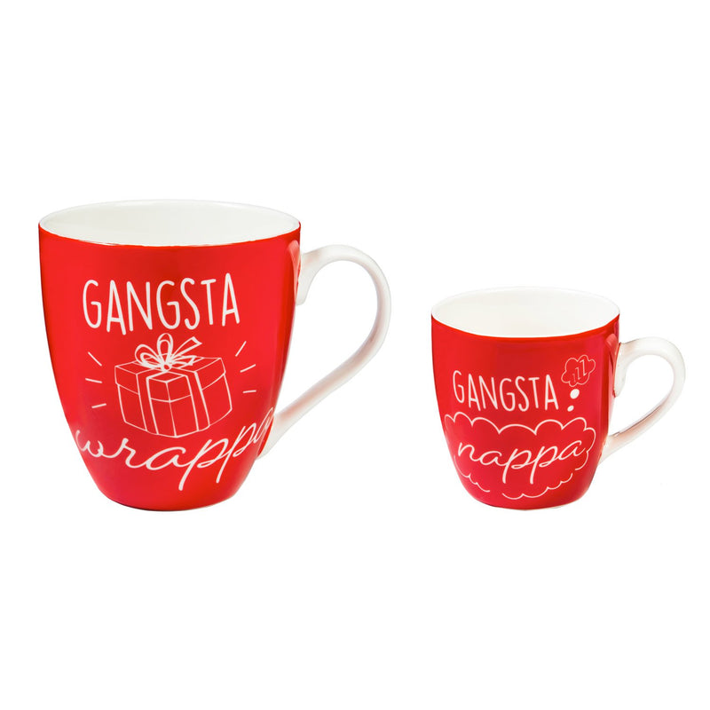 Evergreen Mommy and Me Ceramic Cup Gift set, 17 OZ, Gangsta Wrappa and Gangsta Nappa, 9.9'' x 5.04'' x 7.64'' inches