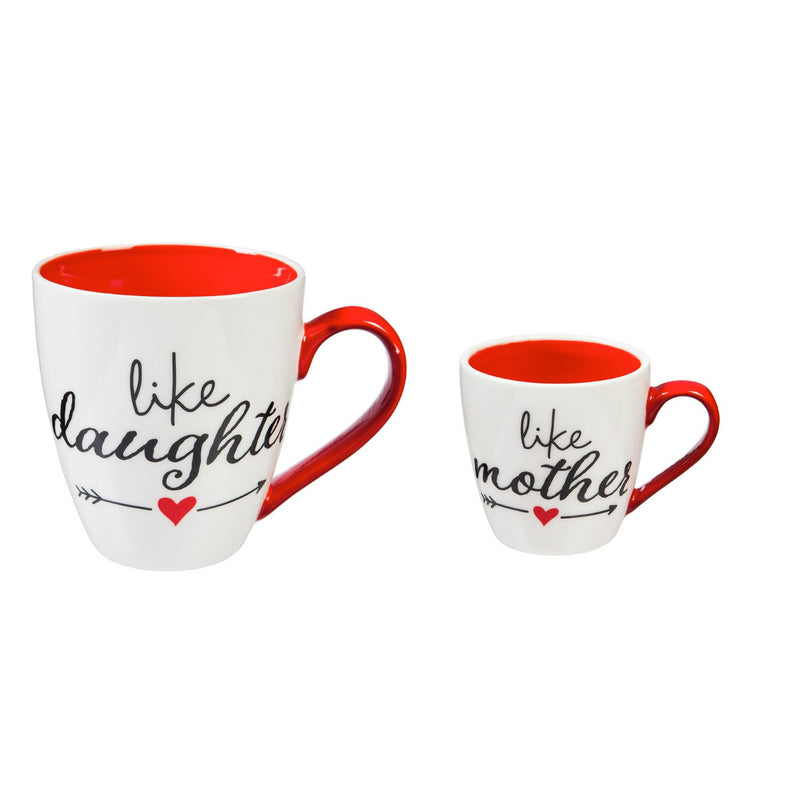 Evergreen Mommy and Me Ceramic Cup Gift set, 17 OZ, Like Mother, Like Daughter, 9.9'' x 5.04'' x 7.64'' inches