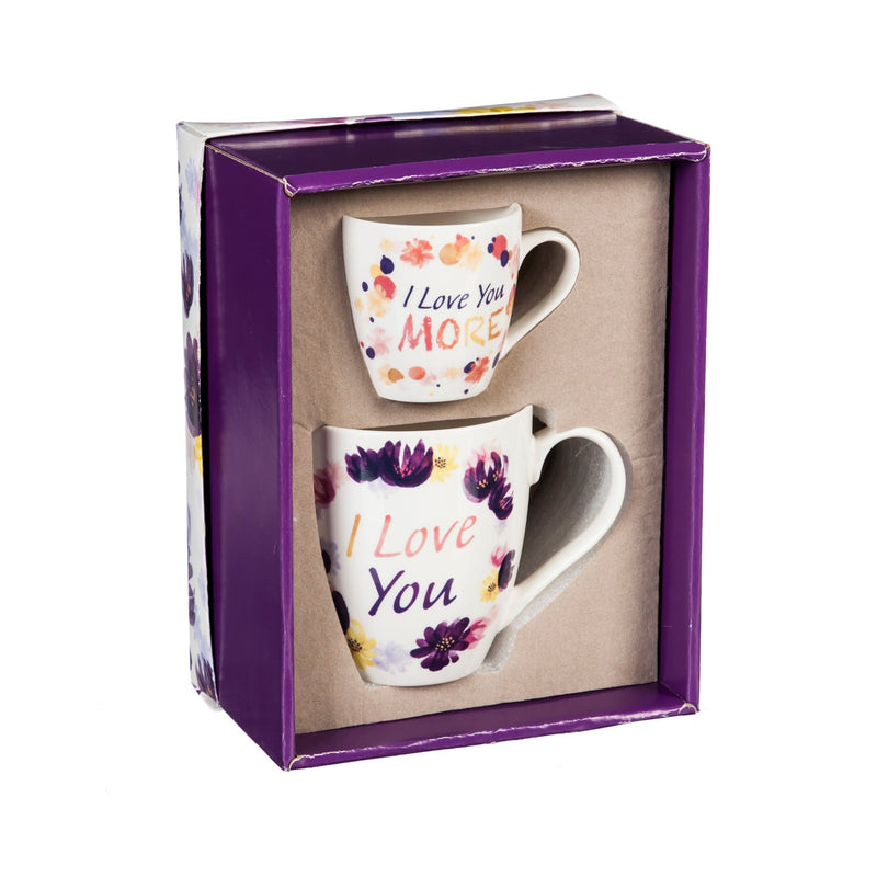 Mommy and Me Ceramic Cup Gift Set, I love you/I love you more,p2995006