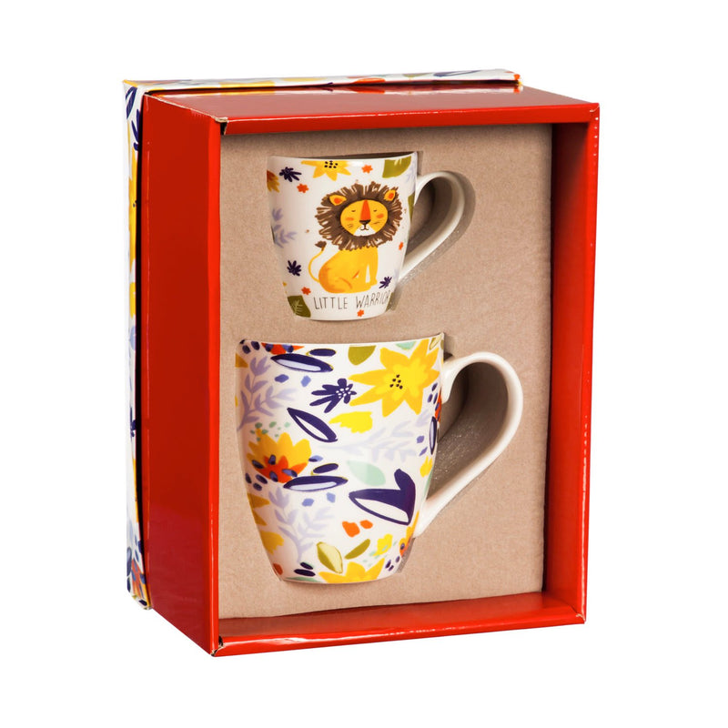 Evergreen Ceramic Cup Set, Little Warrior "Mommy and Me", 5.63'' x 4.09'' x 4.41'' inches