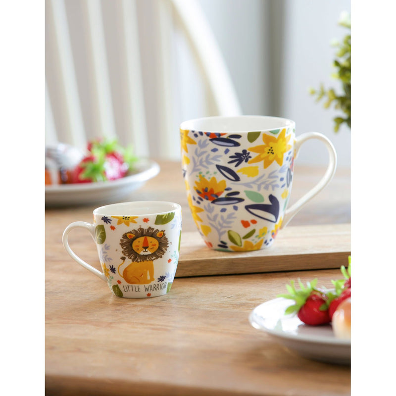 Evergreen Ceramic Cup Set, Little Warrior "Mommy and Me", 5.63'' x 4.09'' x 4.41'' inches