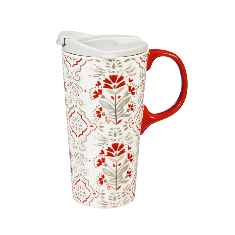 Cypress Home Beautiful Christmas Yuletide Ceramic Travel Cup and Glove Gift Set - 5 x 4 x 7 InchesFor Kitchens, Parties and Homes