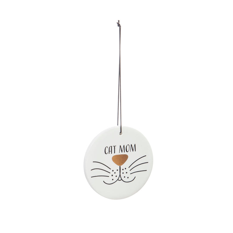 Evergreen Ceramic Cup, 10 OZ, with Ornament/Coaster Gift Set, Cat Mom, 4.15'' x 3.19'' x 4.06'' inches