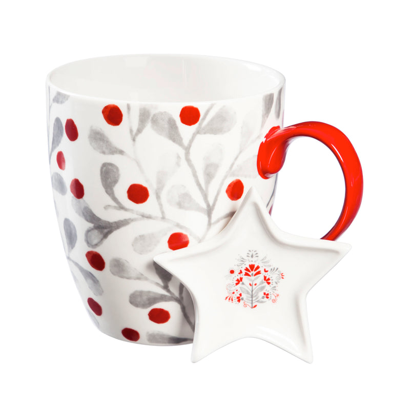 Ceramic Cup O' Java with Teabag Holder, 17 OZ, Yuletide,p36217724