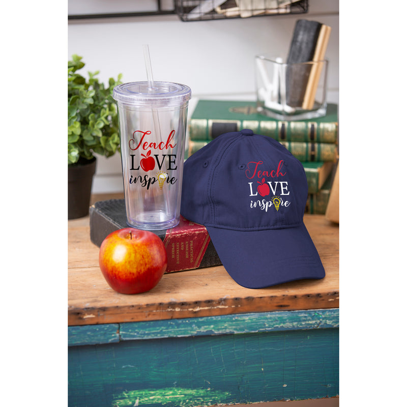 XL Insulated 18 OZ Acrylic Tumbler with Straw and Cap, Teach Love Inspire,p3694011