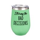 Double Wall Vacuum Wine Tumbler Gift Set, Set of 2, 12 OZ, Bad Decisions/Bail Money,p3755001
