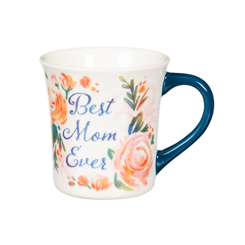 Evergreen Coffee Cup and Floral Gift Set, 8 OZ, Best Mom Ever, 3.3'' x 2.7'' x 3.5'' inches