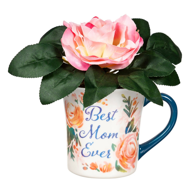 Coffee Cup and Floral Gift Set, 8 OZ, Best Mom Ever,p3758005