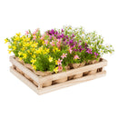 7" Tall Wild Flowers in Burlap Sack, 4 Asst Design, 3 of each, 12 Piece Total in Wooden Crate, 6"x6"x7"inches