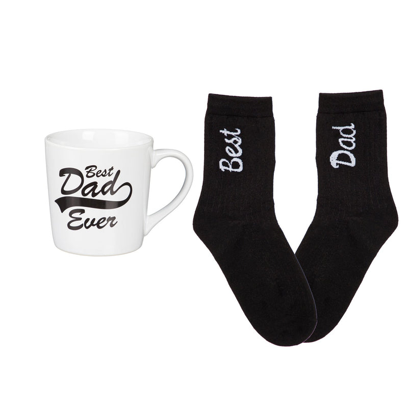 Evergreen Ceramic 10 OZ Coffee Cup and Sock Gift Set, Best Dad, 4.6'' x 3.5'' x 3.5'' inches