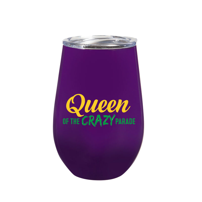 12oz Stainless Stemless Wine with Plush Gift Set, Crazy Parade, 3.25"x3.25"x5"inches