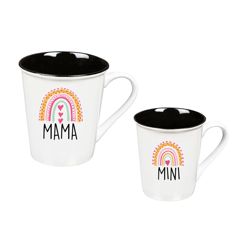 Mommy and Me Ceramic Cup Gift Set, 16 OZ and 8 OZ, Mama & Mini, 5.75"x4.25"x4.75"inches
