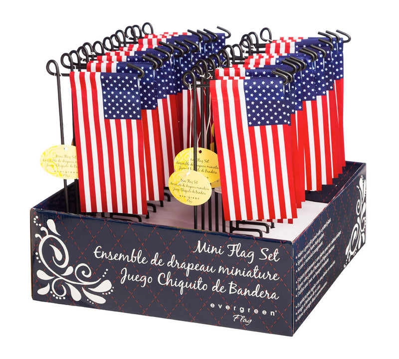 Evergreen American Mini Flag Boxed Set (set of 24), 13'' x 6'' inches