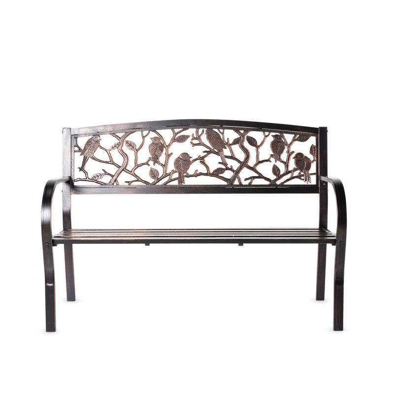 Evergreen Deck & Patio Decor,Garden Metal Bench, Flock Friends,48.5x21x34 Inches