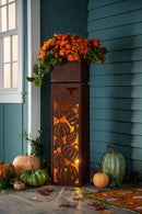 Tall Metal Planter With LED Lights, Pumpkins & Gourds,pha309