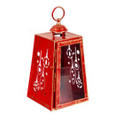 Metal and Glass Christmas Decorative  Lantern, Red,pha335