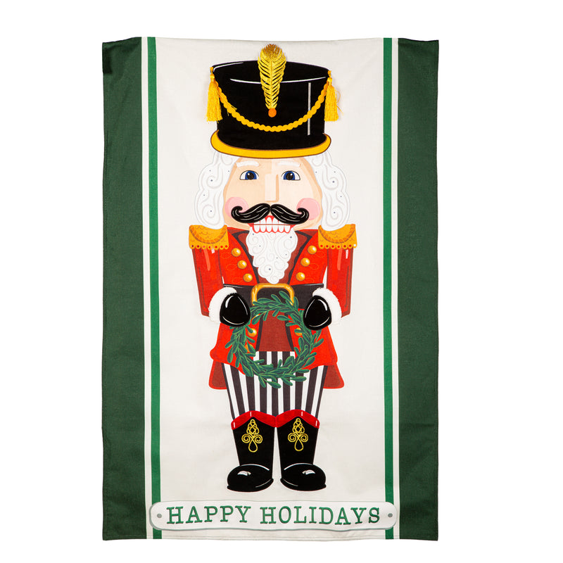 Evergreen Flag,Nutcracker Suite Estate Size Embellished Burlap Flag,36x0.08x54 Inches