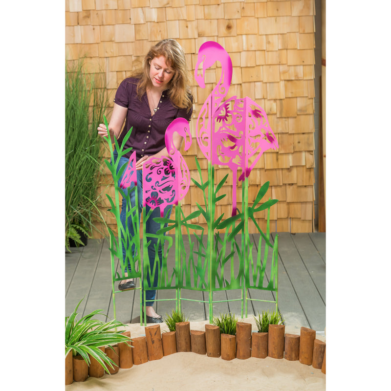 Evergreen Colored Metal Panel Stakes, Flamingo, 0.4''x 41.3'' x 61.3'' inches