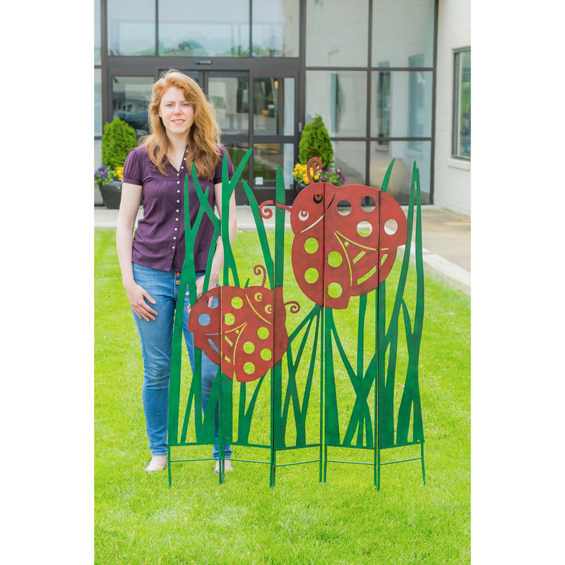 Evergreen Colored Metal Panel Stakes, Ladybug, 0.4''x 41.8'' x 53.6'' inches
