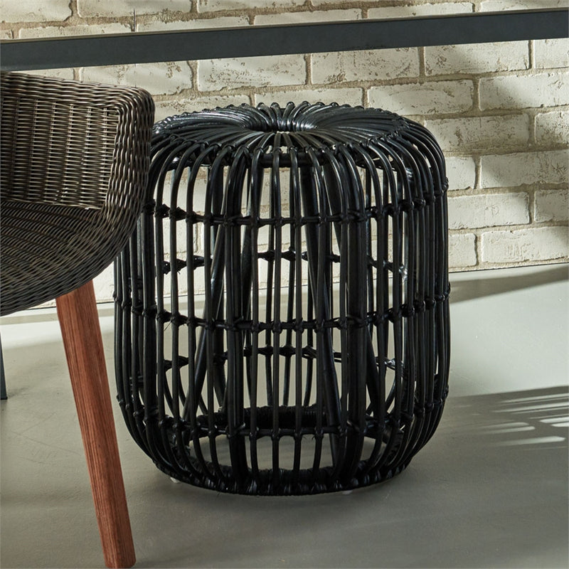 Napa Home Garden, RATTAN STOOL BLACK,rt200bk
