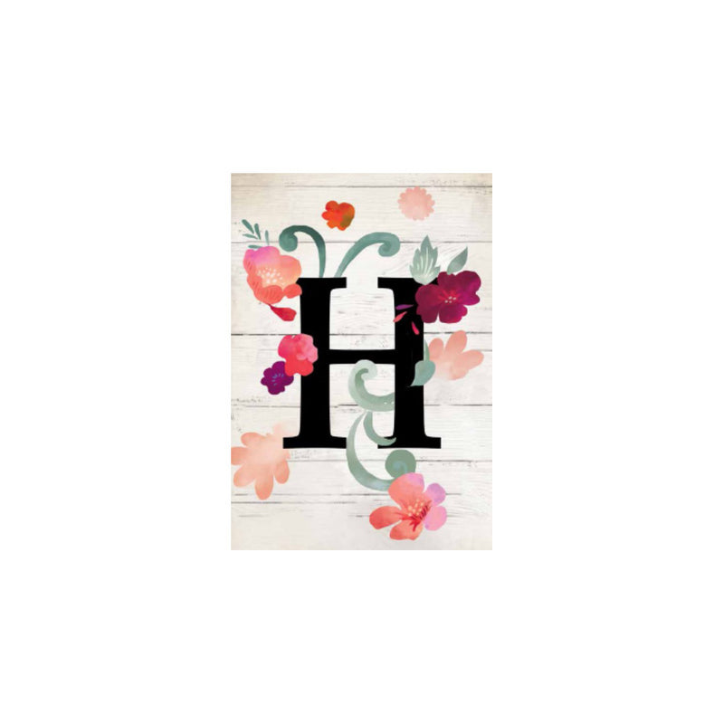 Evergreen Flag,Suede garden flag, Floral Monogram H,18x12.5x0.1 Inches