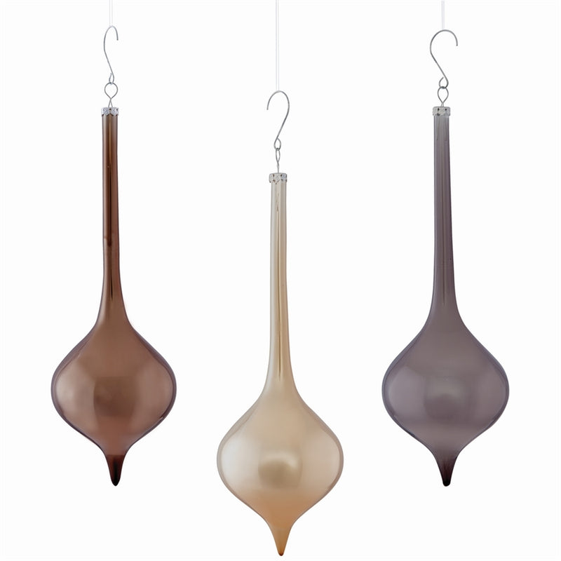 Glass Modern Drop Ornaments Set/3