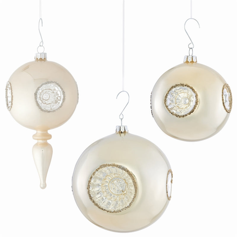 Glass Reflector Ornaments , Set of 3