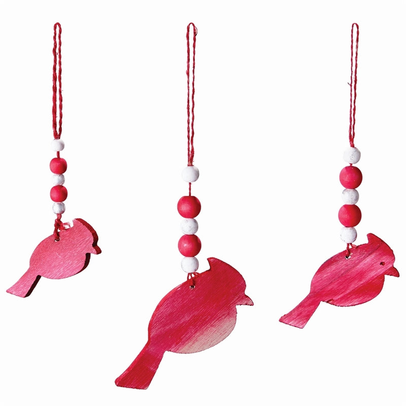 WOOD CARDINAL ORNAMENTS ST/3