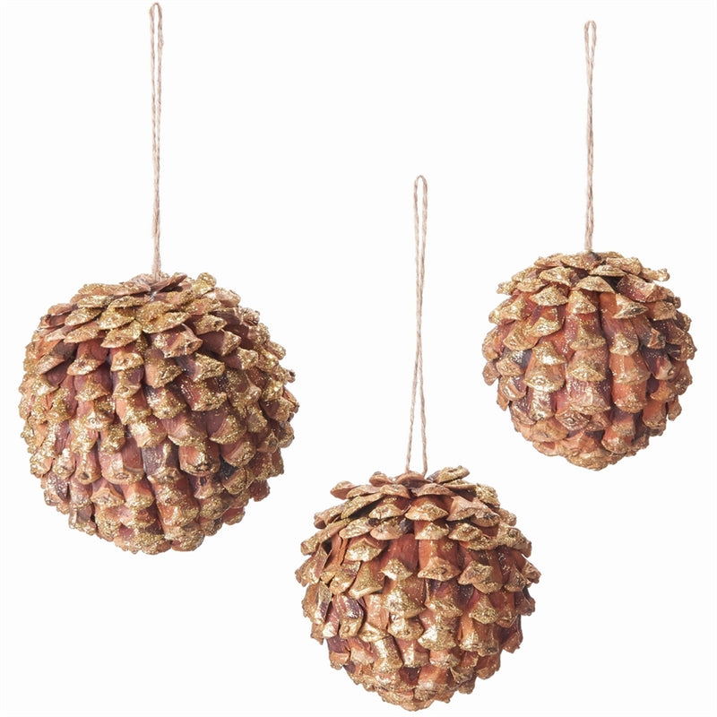 Pine Cone Ball Ornaments , Set of 3