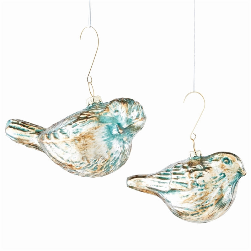 Glass Bird Ornaments , Set of 2