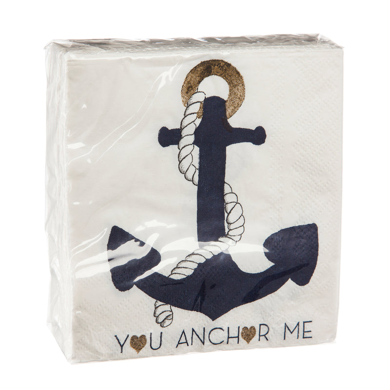 40ct, 3ply Cocktail Napkin, You Anchor Me, 5"x5"x1.5"inches