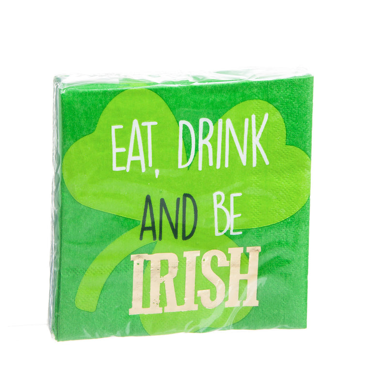 40ct, 3ply,  Cocktail Napkin,Foil,Be Irish, 1.5"x5"x5"inches