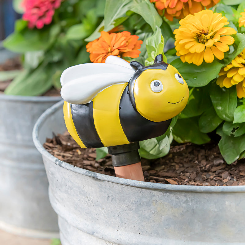 Evergreen Deck & Patio Decor,Set of 3 resin clay plant watering globe, Bumble bee,6x6x8.75 Inches