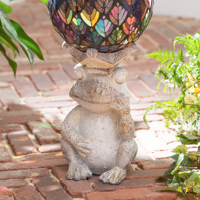 Evergreen Resin gazing ball stand, frog, 12'' x 3.3'' x 3.3'' inches