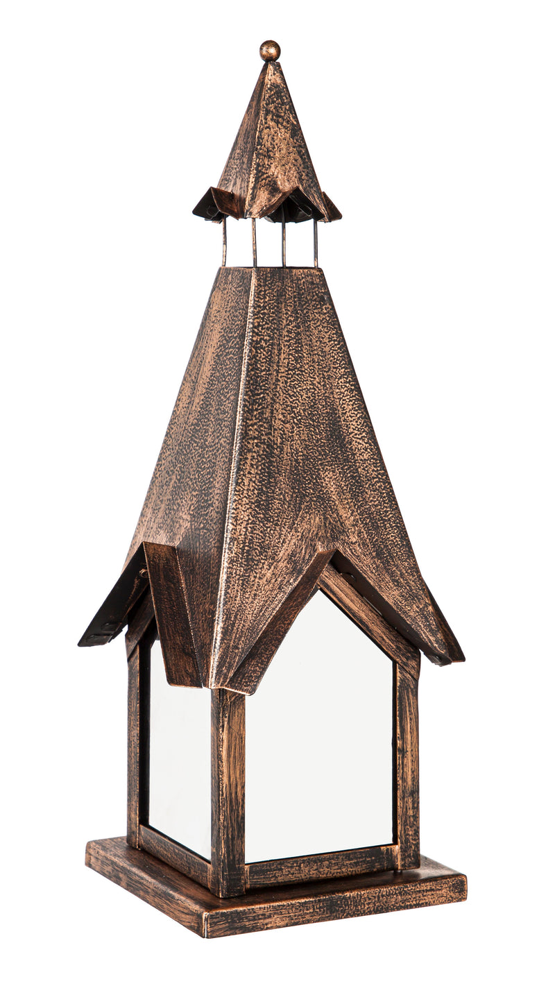 15" Illuminated Village Lantern - Bronze, 5.12"x5.12"x14.96"inches