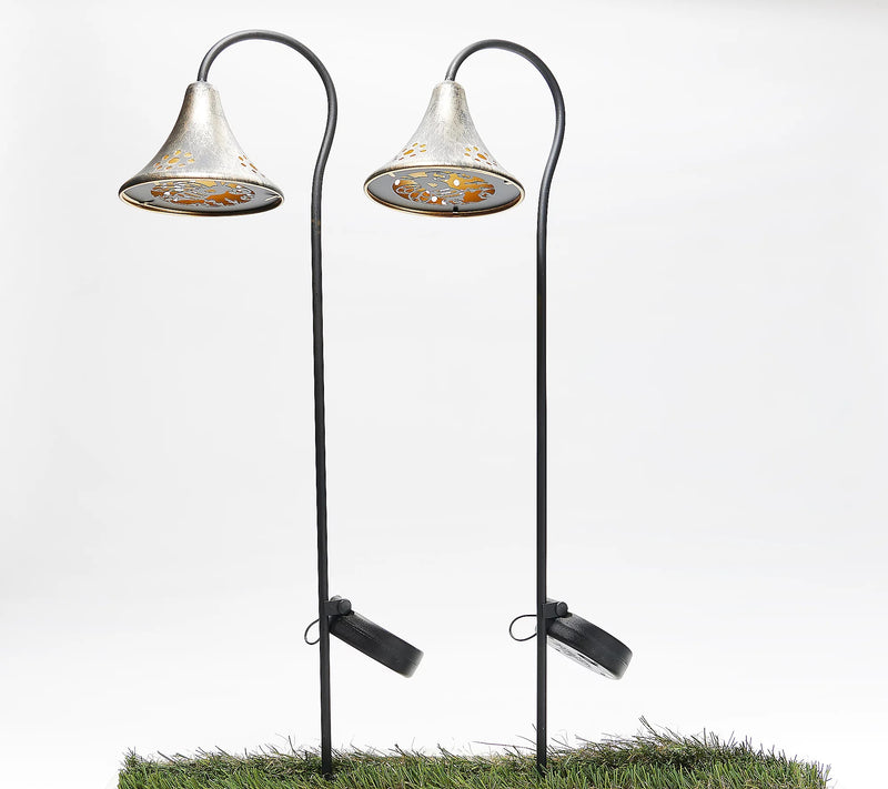 Set of 2 Solar lantern with stake. Bee, 5.04"x6.69"x27.16"inches