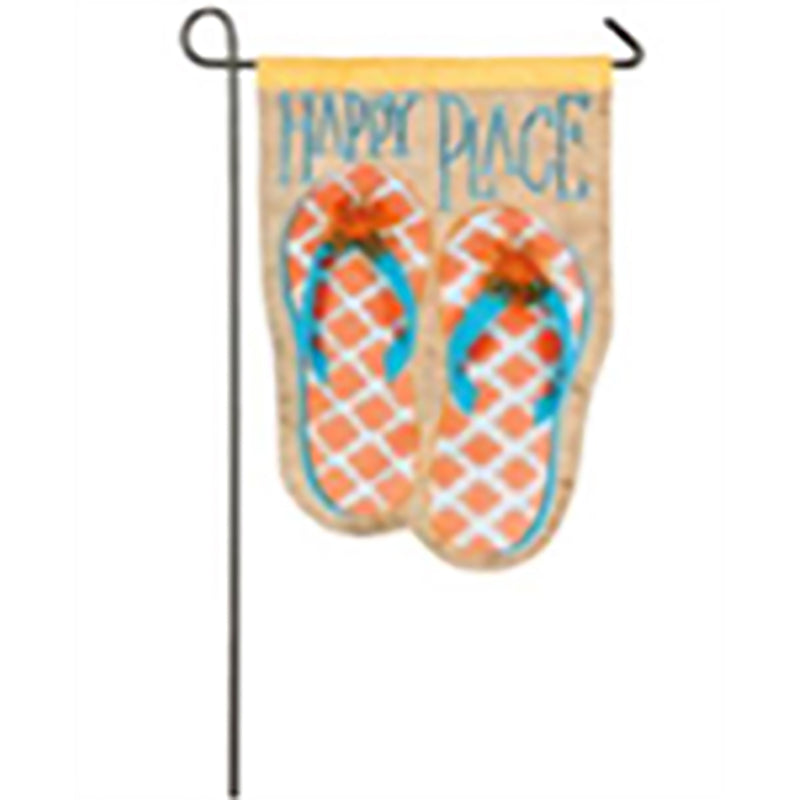 Evergreen Happy Place Flip Flops Flag Combo Kit, 18'' x 12.5'' inches